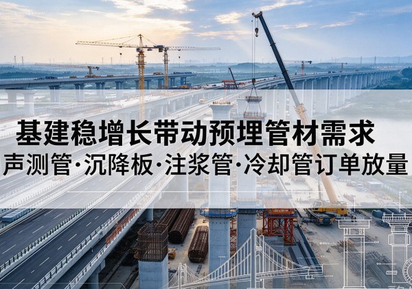 高淳基建稳增长带动预埋监测管材需求，声测管、沉降板、注浆管订单持续放量